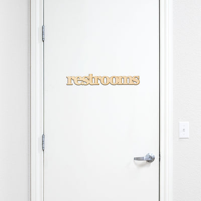 restrooms Wood Sign