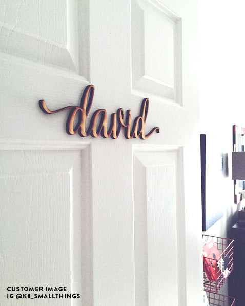 Custom Charlie Script Word Wood Sign