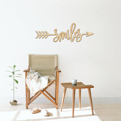 Smiles Arrow Wood Sign