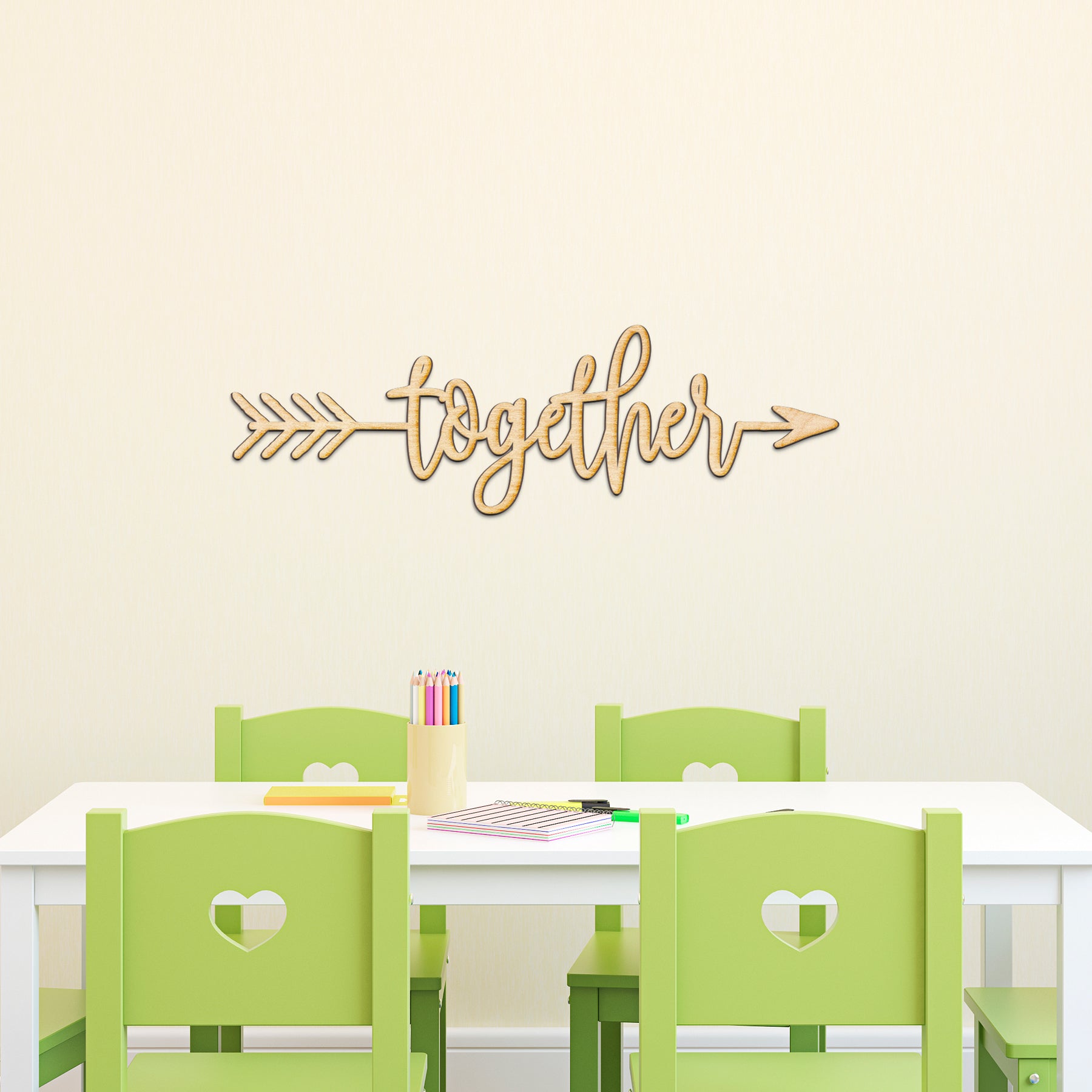 Together Arrow Wood Sign
