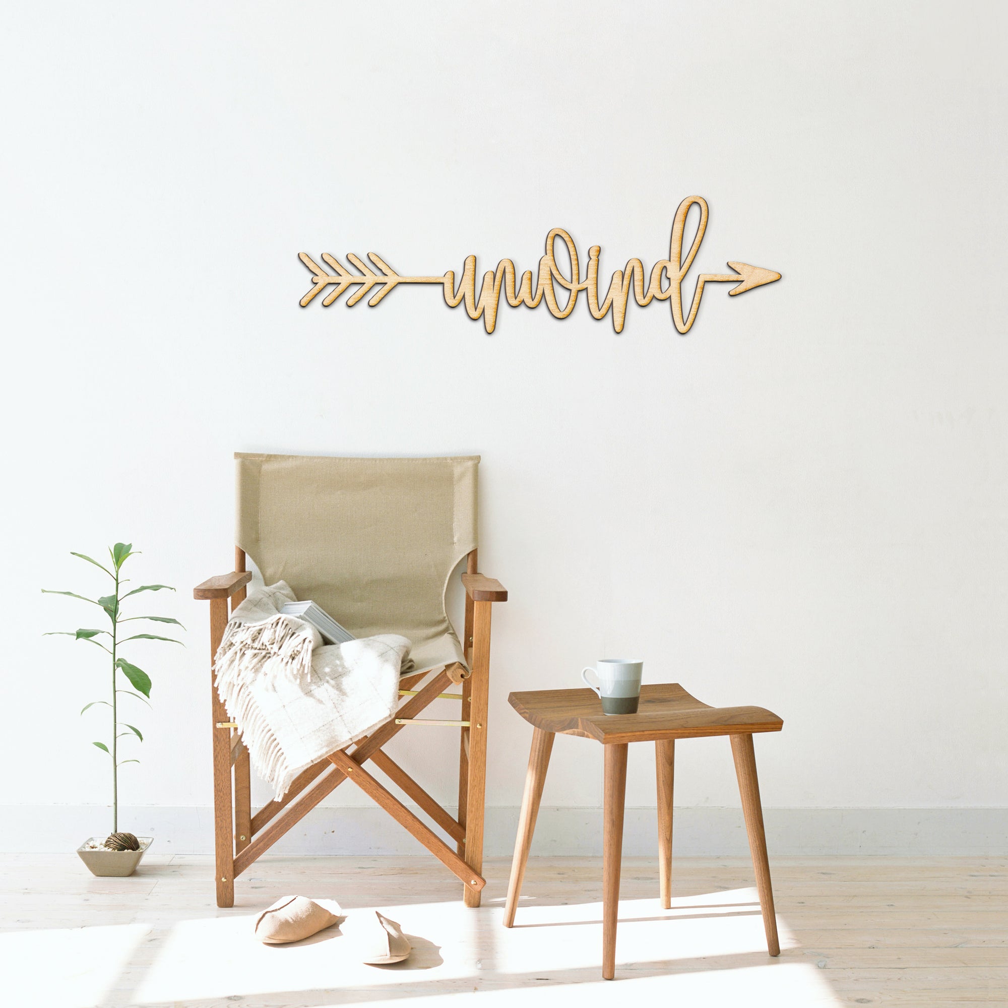 Unwind Arrow Wood Sign