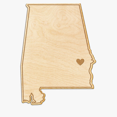 Alabama Cut Sign With Custom Engraved Heart Placement
