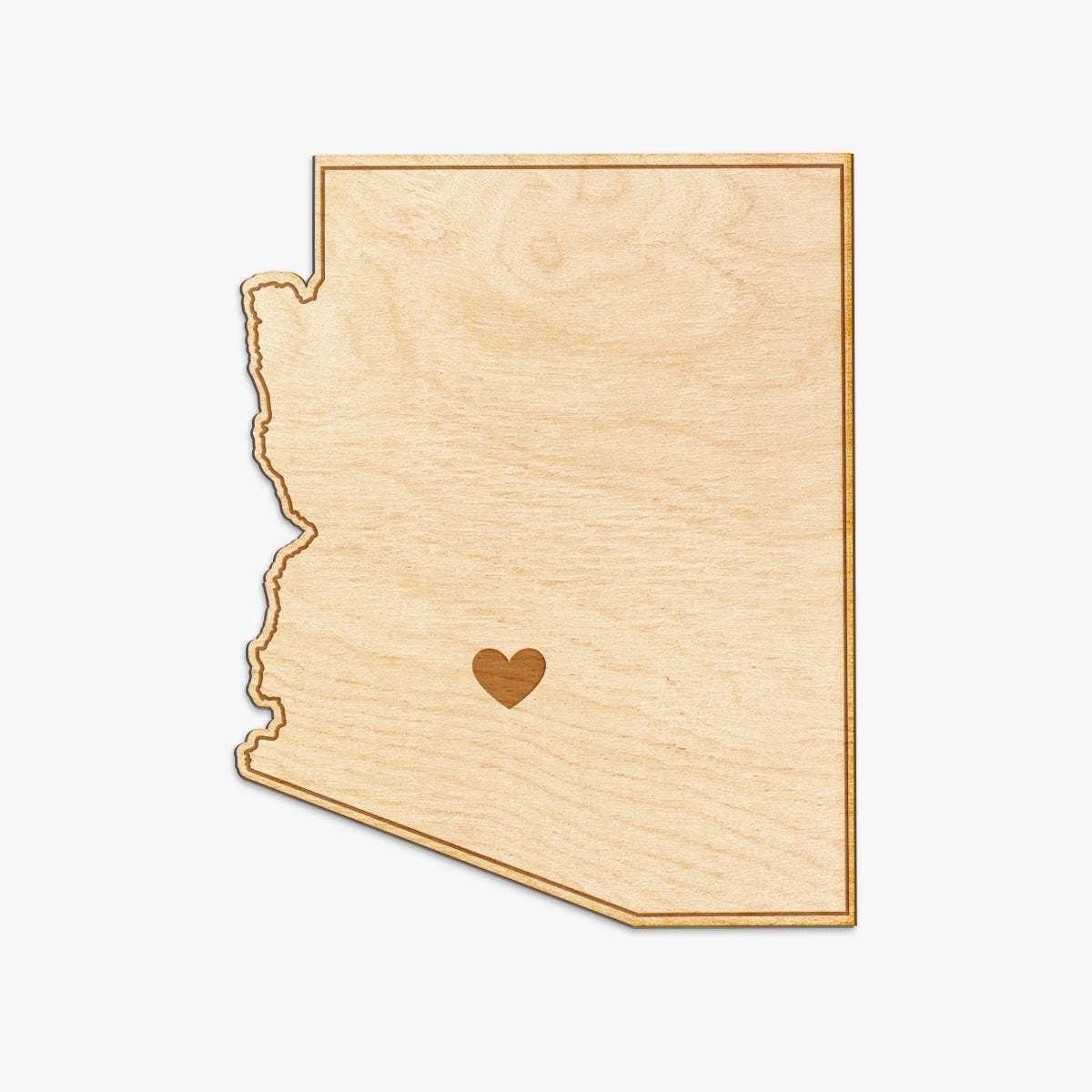 Arizona Cut Sign With Custom Engraved Heart Placement