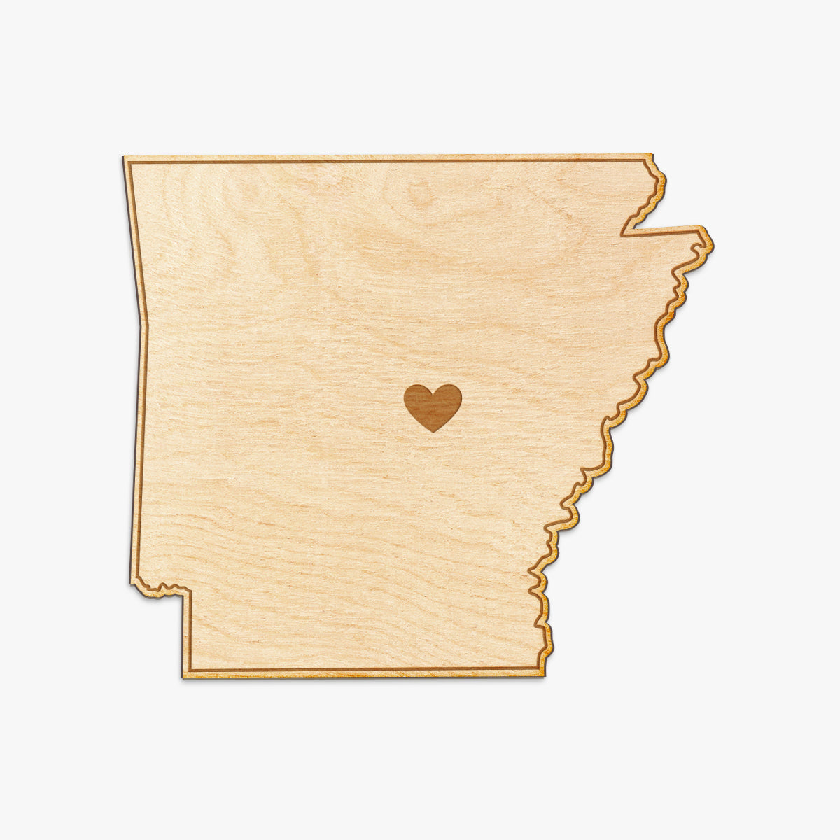 Arkansas Cut Sign With Custom Engraved Heart Placement