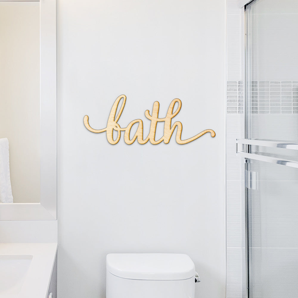 Script Bath Wood Sign
