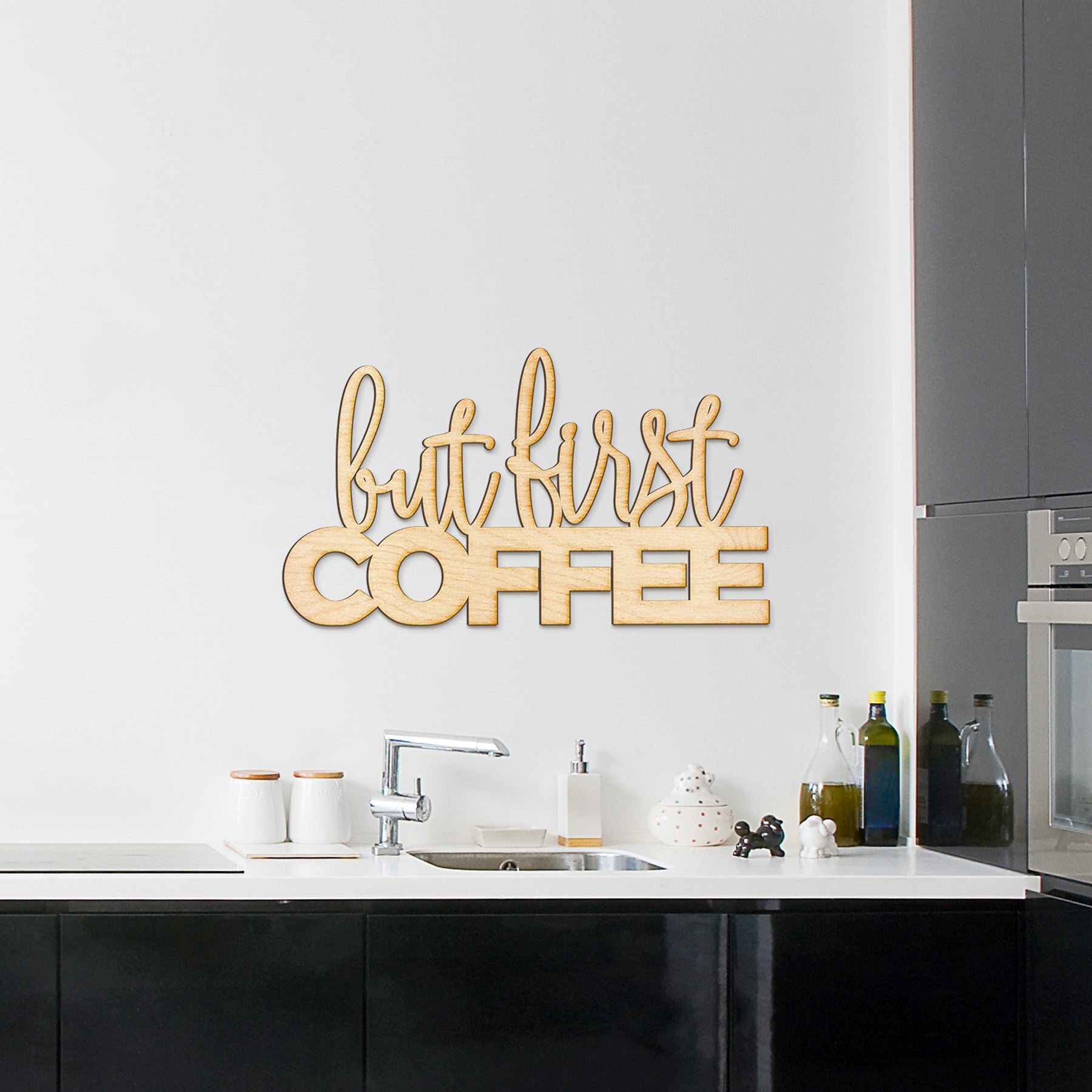 But First Coffee Wood Cut Sign