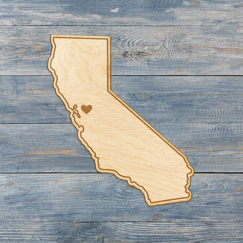 California Cut Sign With Custom Engraved Heart Placement