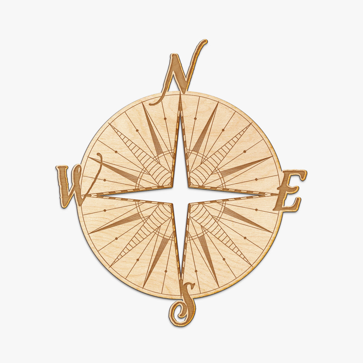 Compass Wood Engraved Sign