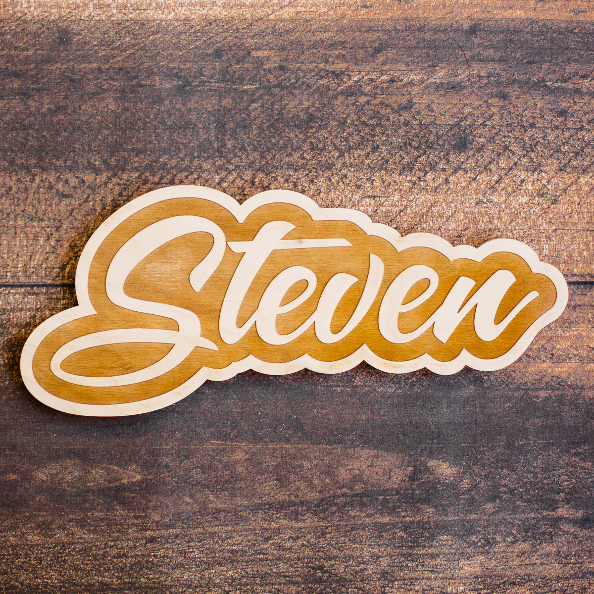Custom Engraved Brush Script Name Wood Sign