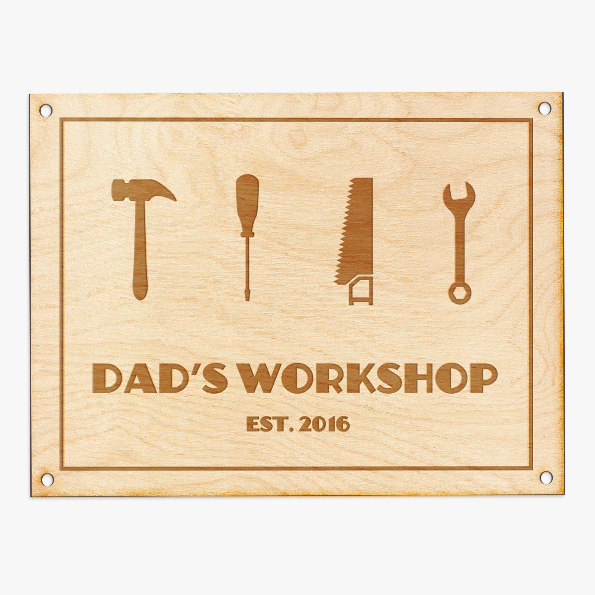 Dad's Workshop Engraved Wood Sign