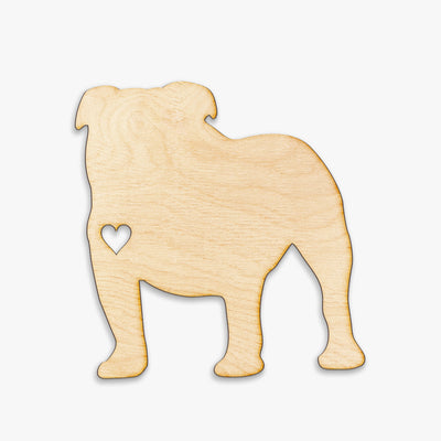 Heart Cut English Bulldog Wood Sign