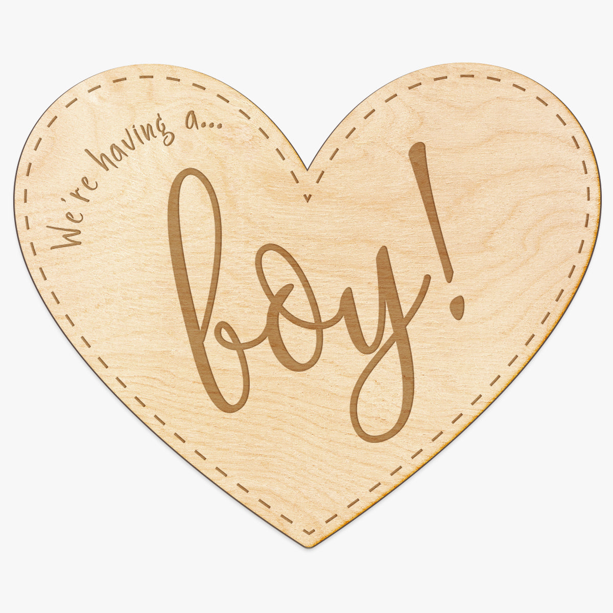 Baby Boy Announcement Heart Engraved Wood Sign