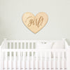 Baby Girl Announcement Heart Engraved Wood Sign
