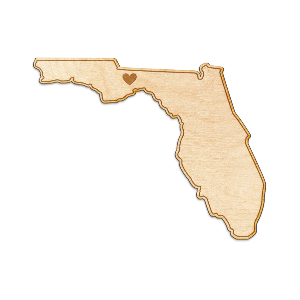 Florida Cut Sign With Custom Engraved Heart Placement