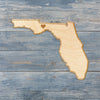 Florida Cut Sign With Custom Engraved Heart Placement