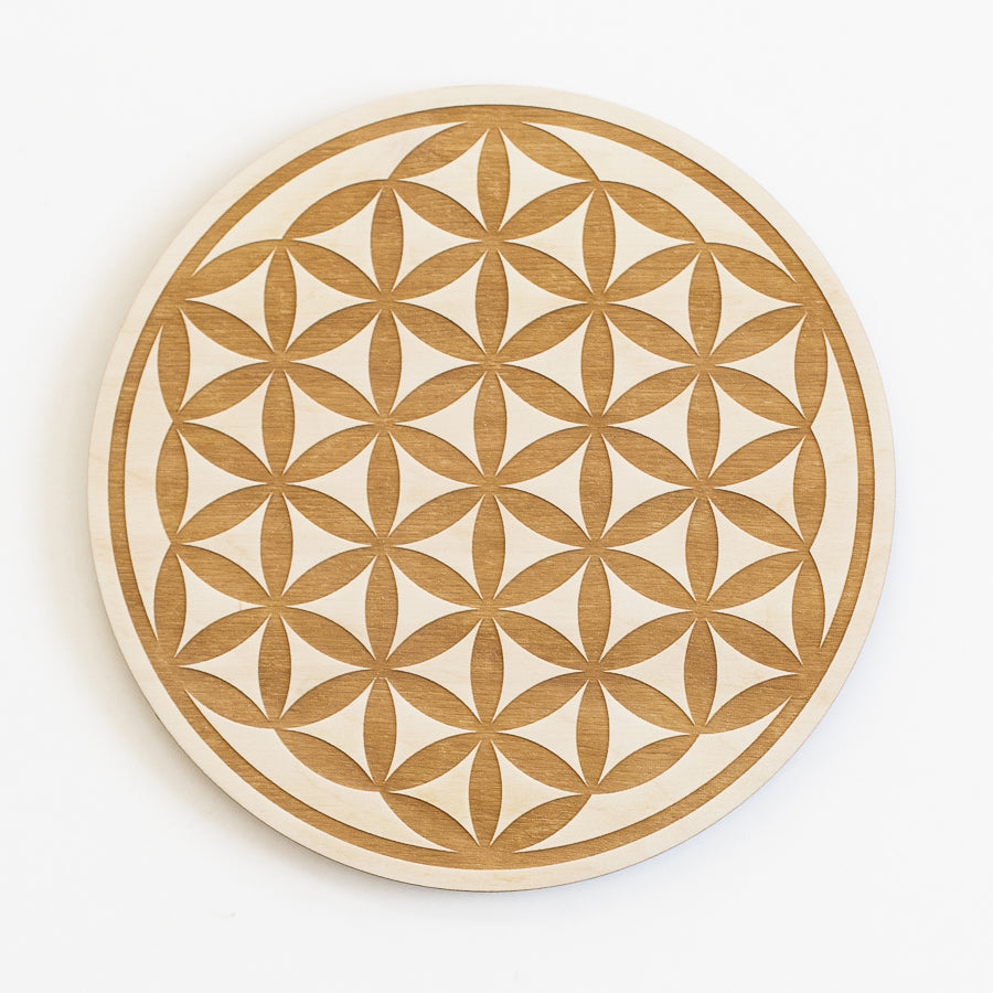 Flower of Life Engraved Wood Sign