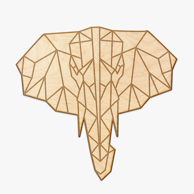 Geometric Elephant Engraved Cut Wood Sign