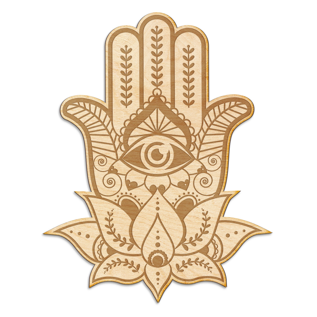 Hamsa Hand Engraved Wood Sign