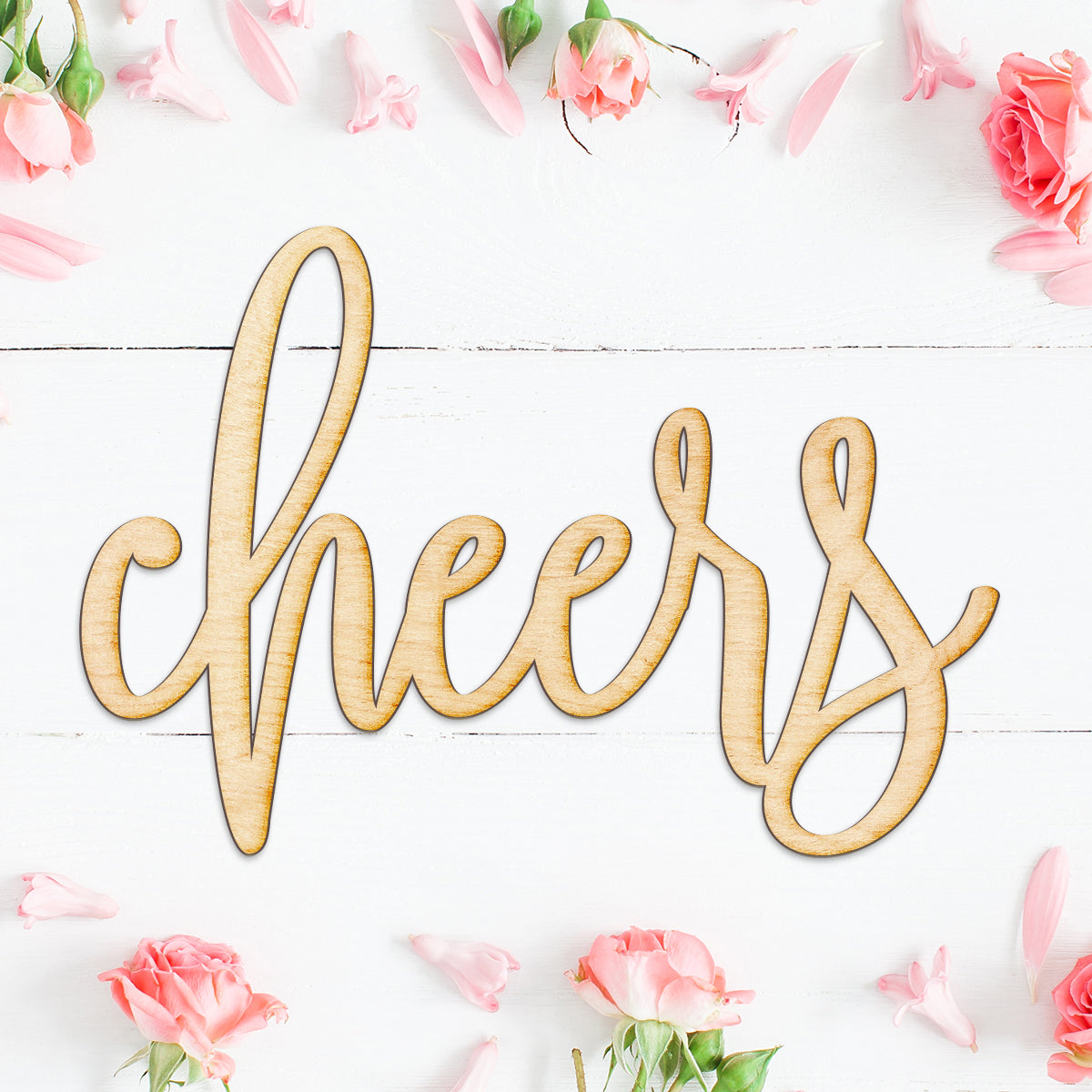 Hand Drawn Cheers Wood Sign