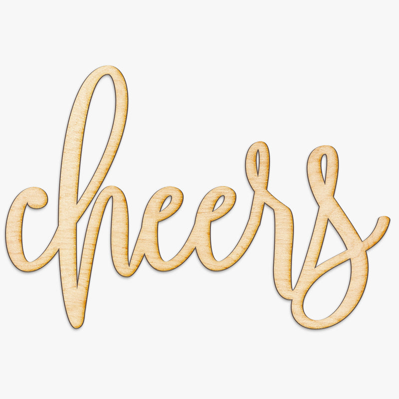 Hand Drawn Cheers Wood Sign