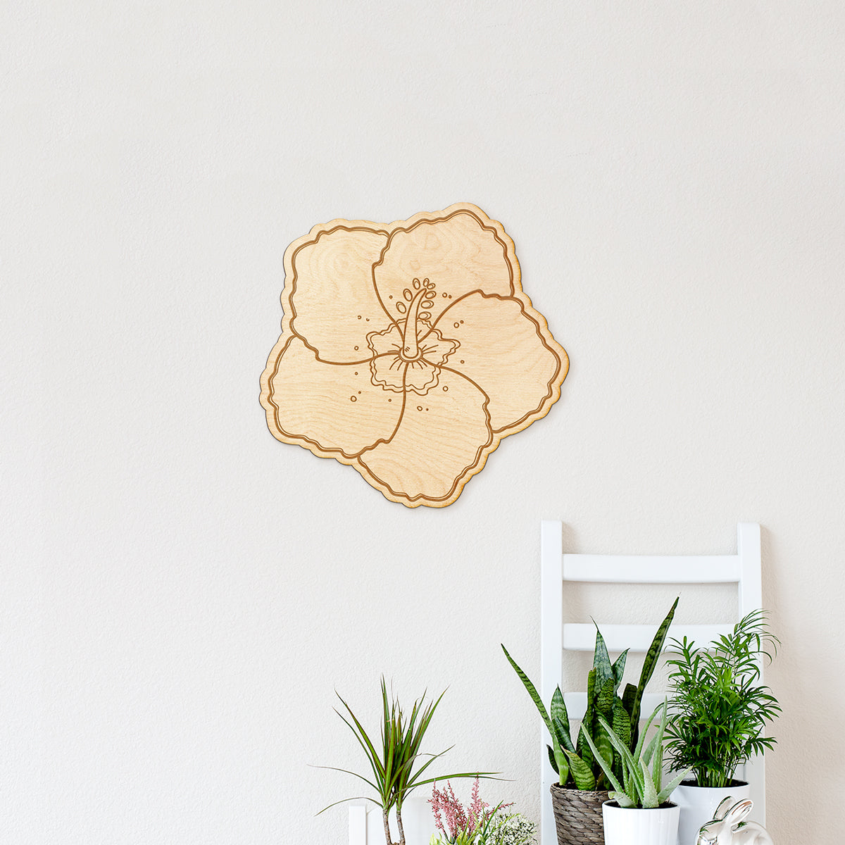 Hibiscus Wood Engraved Sign