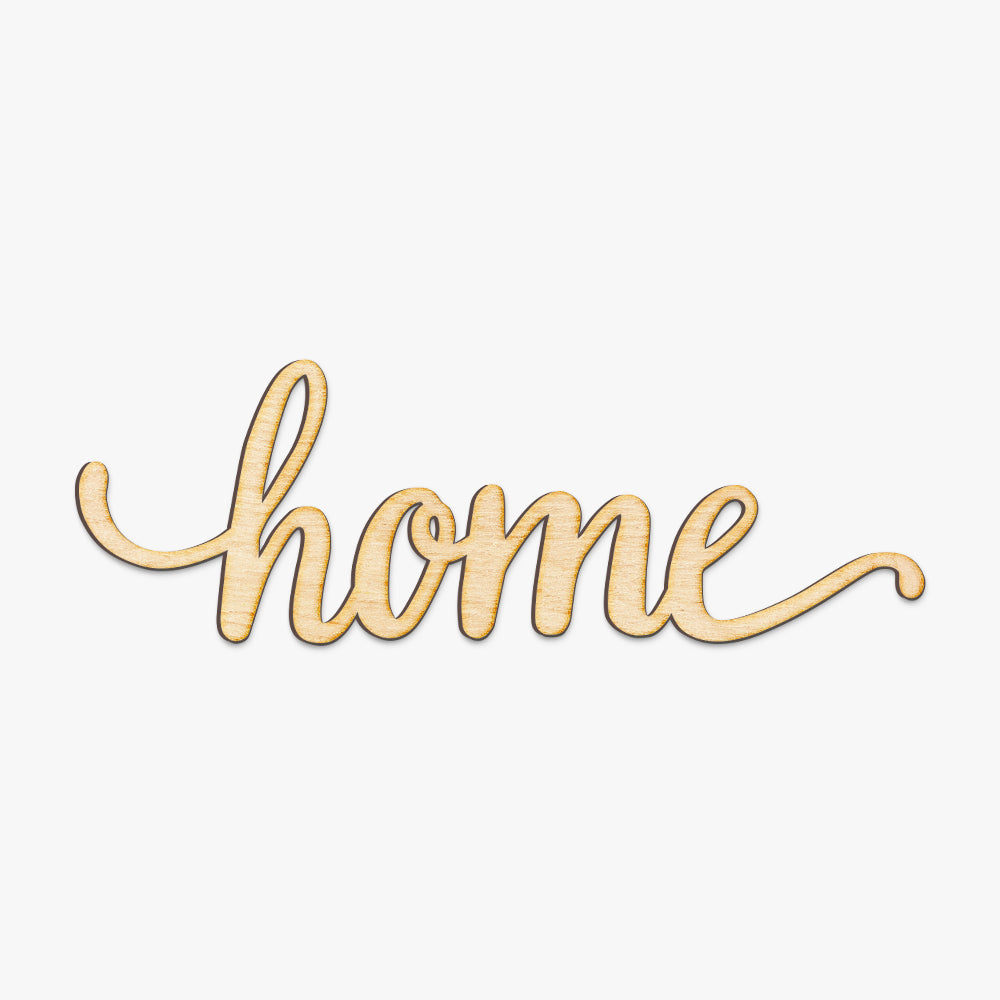 Home Script Wood Cut Sign