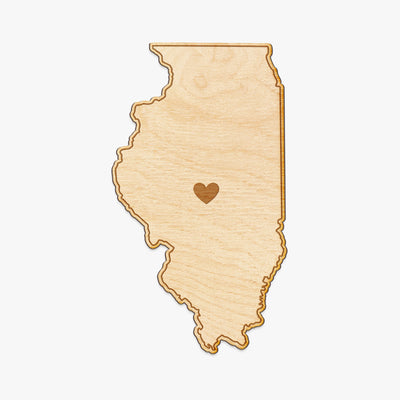 Illinois Cut Sign With Custom Engraved Heart Placement