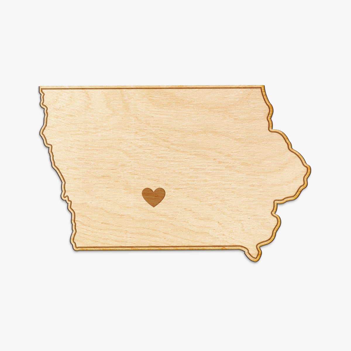 Iowa Cut Sign With Custom Engraved Heart Placement