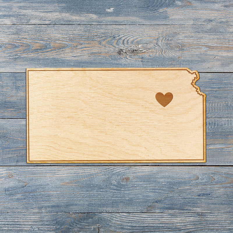 Kansas Cut Sign With Custom Engraved Heart Placement