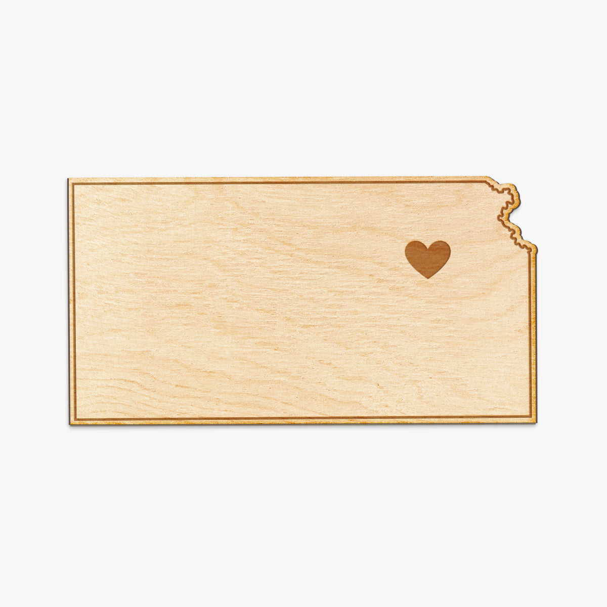 Kansas Cut Sign With Custom Engraved Heart Placement