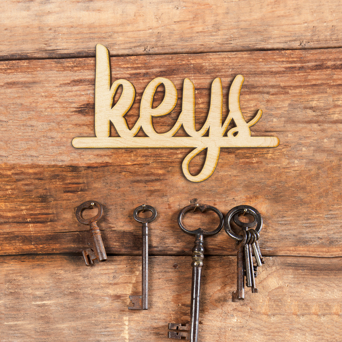 Keys Script Wood Sign