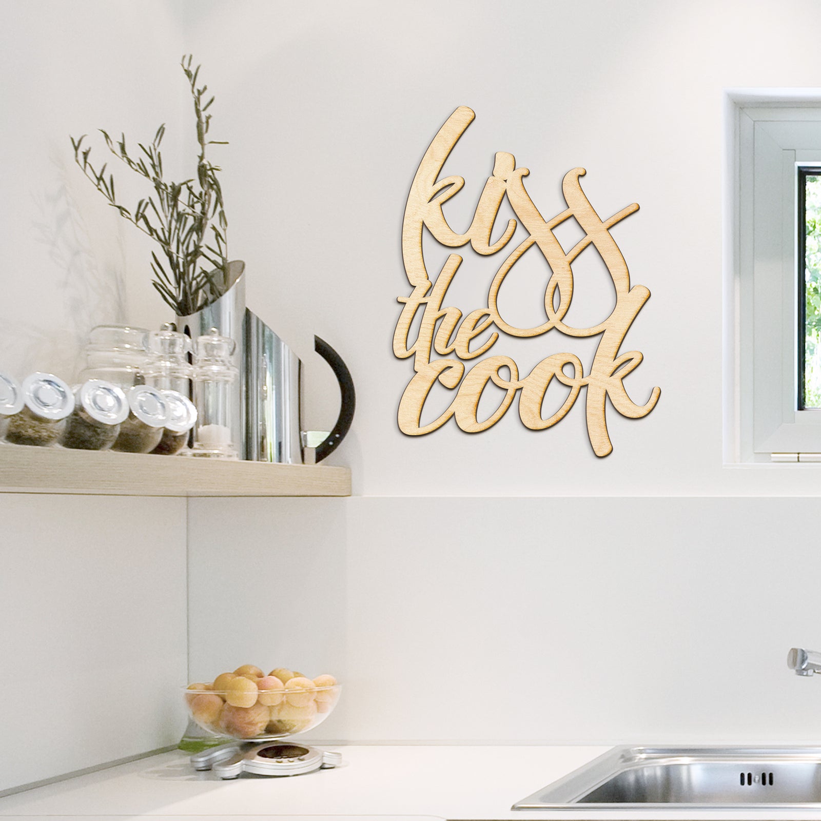 Kiss The Cook Wood Sign