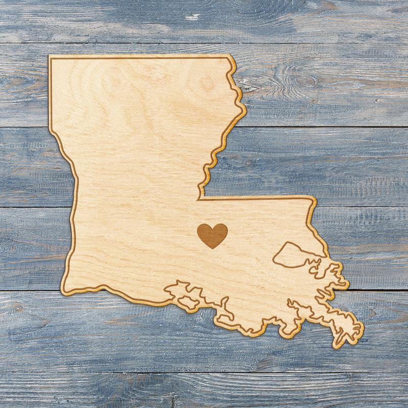 Louisiana Cut Sign With Custom Engraved Heart Placement