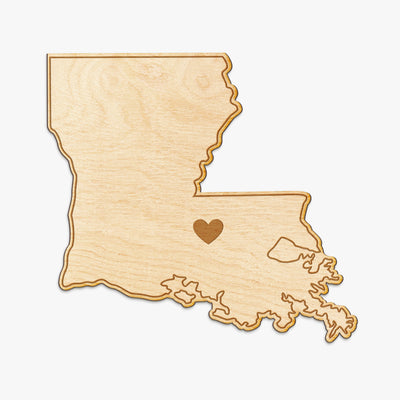 Louisiana Cut Sign With Custom Engraved Heart Placement
