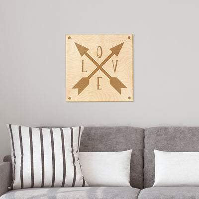Love Arrow Engraved Wood Sign