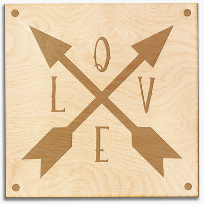 Love Arrow Engraved Wood Sign