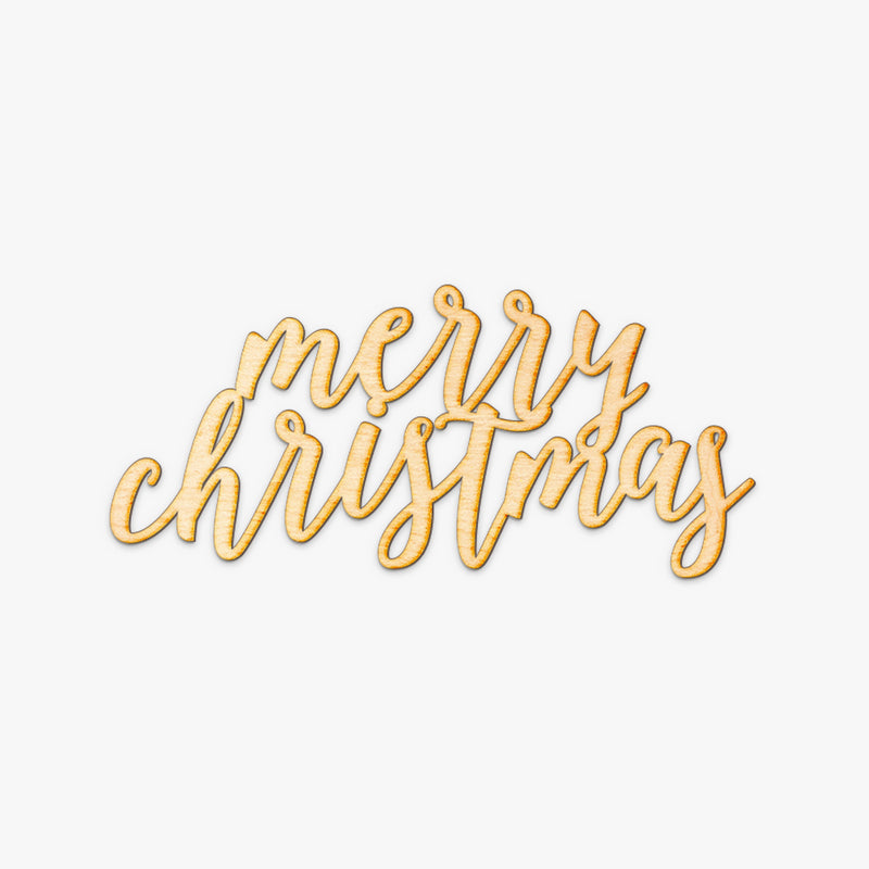 Merry Christmas Script Wood Cut Sign