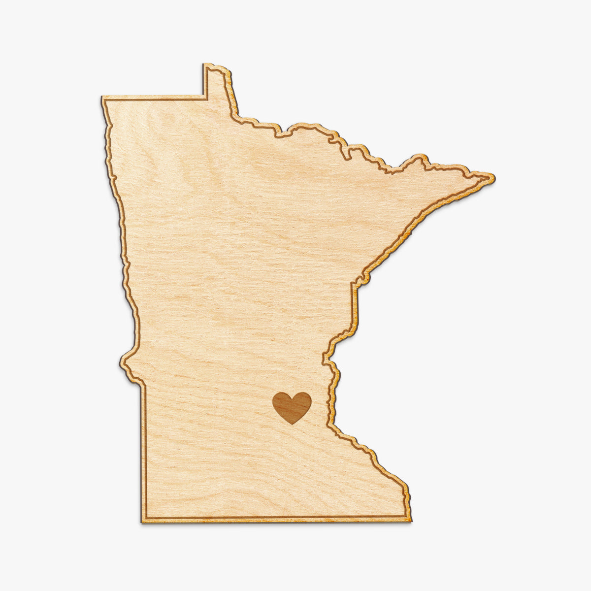 Minnesota Cut Sign With Custom Engraved Heart Placement