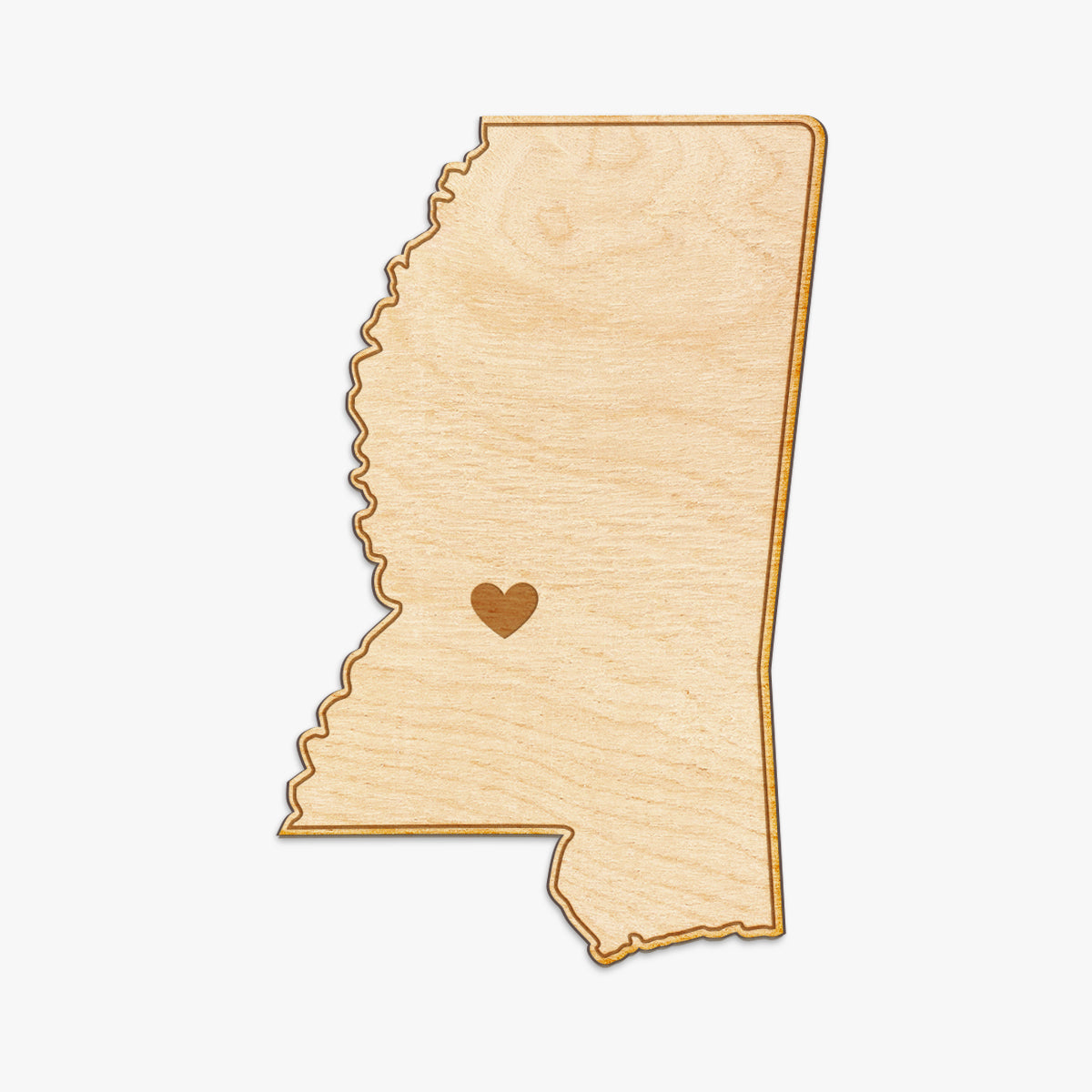 Mississippi Cut Sign With Custom Engraved Heart Placement