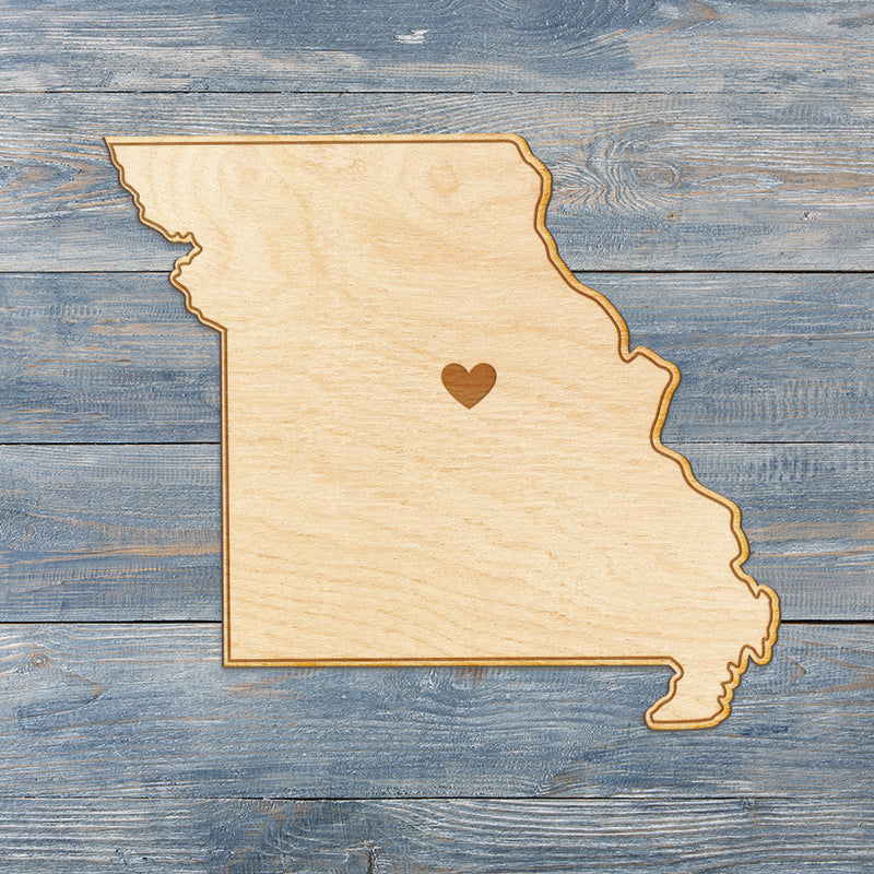 Missouri Cut Sign With Custom Engraved Heart Placement