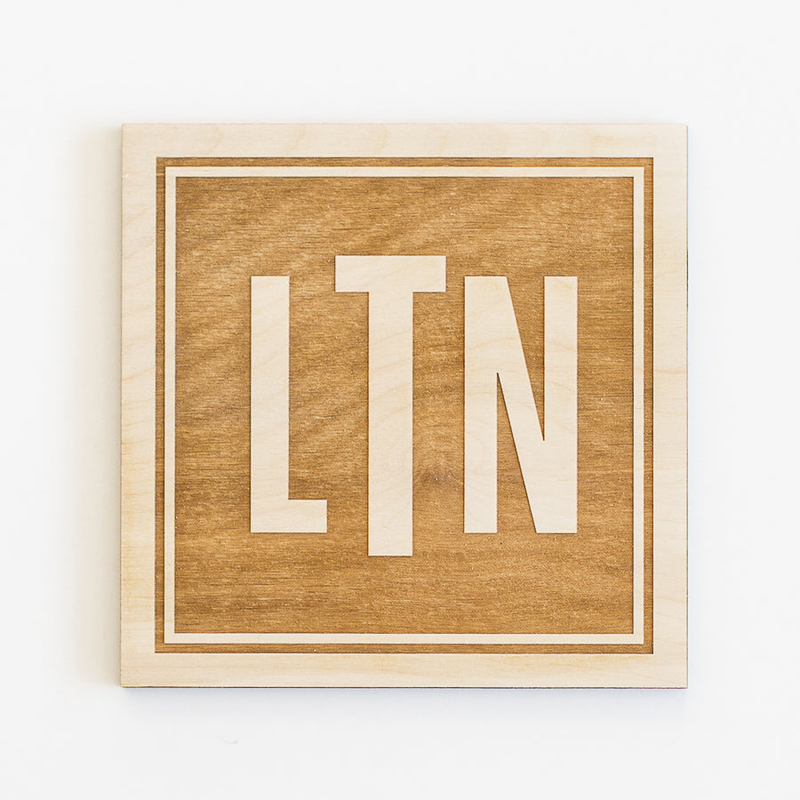 Rectangle Monogram Engraved Wood Sign