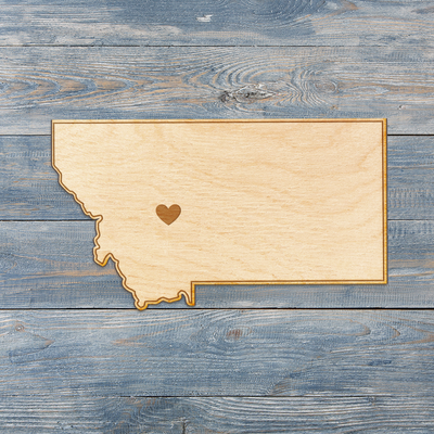Montana Cut Sign With Custom Engraved Heart Placement