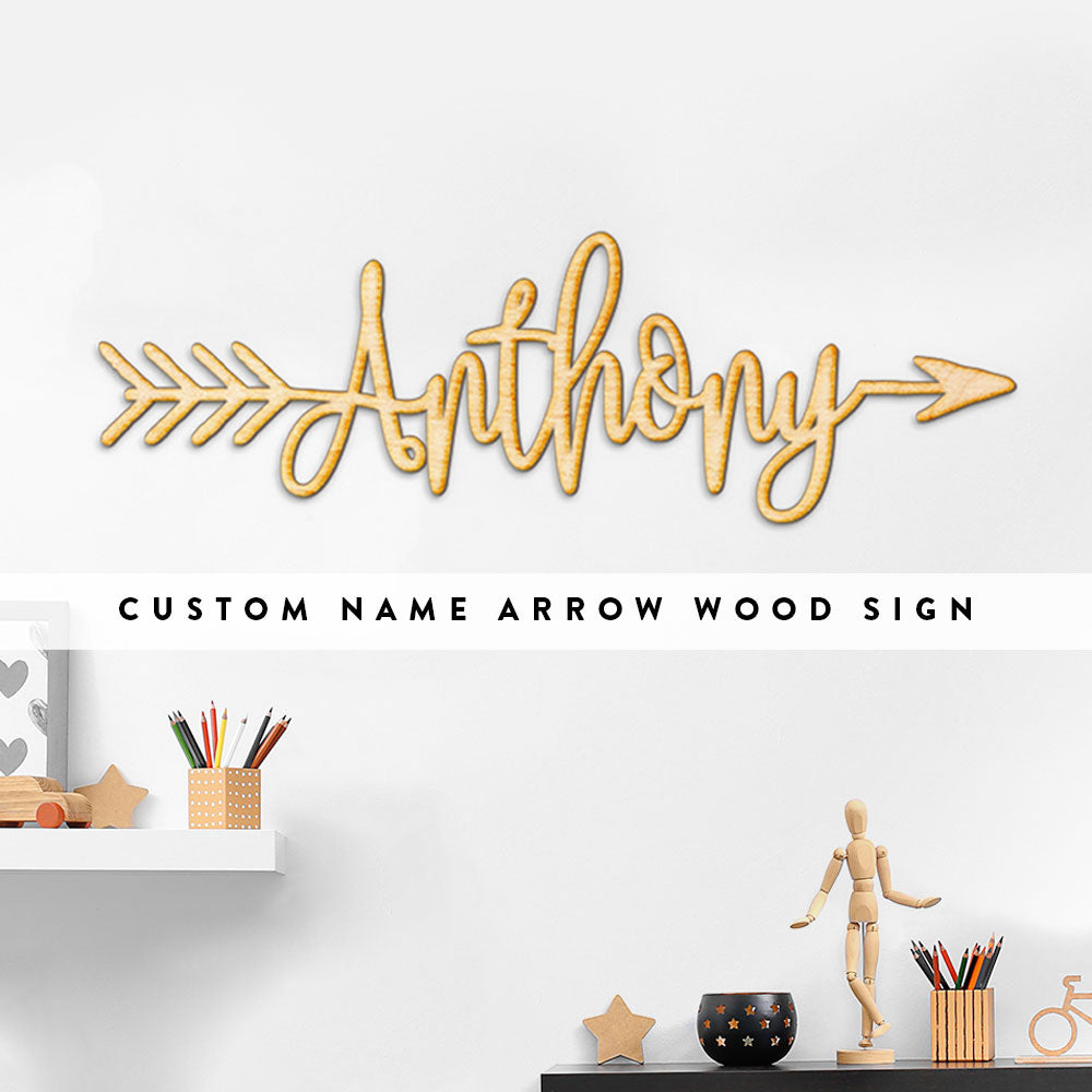 Custom Name Word Arrow Wood Sign