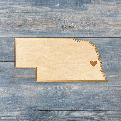 Nebraska Cut Sign With Custom Engraved Heart Placement