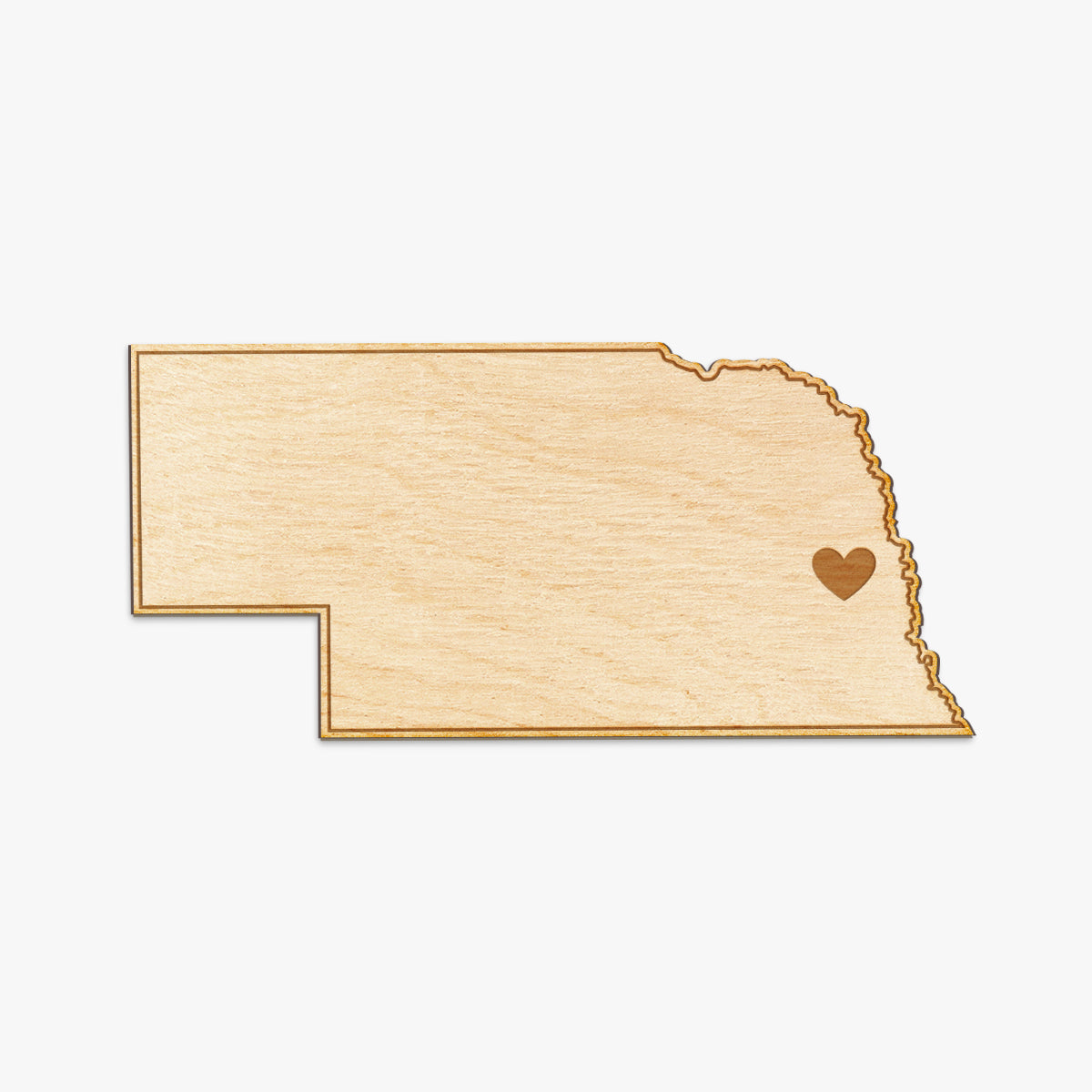 Nebraska Cut Sign With Custom Engraved Heart Placement
