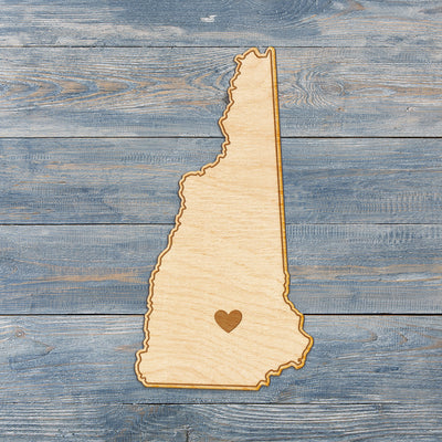 New Hampshire Cut Sign With Custom Engraved Heart Placement