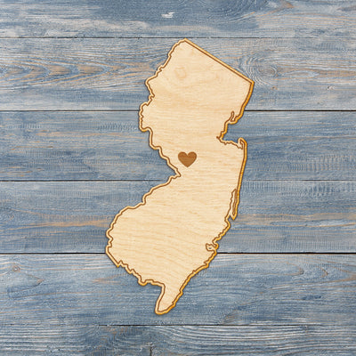New Jersey Cut Sign With Custom Engraved Heart Placement