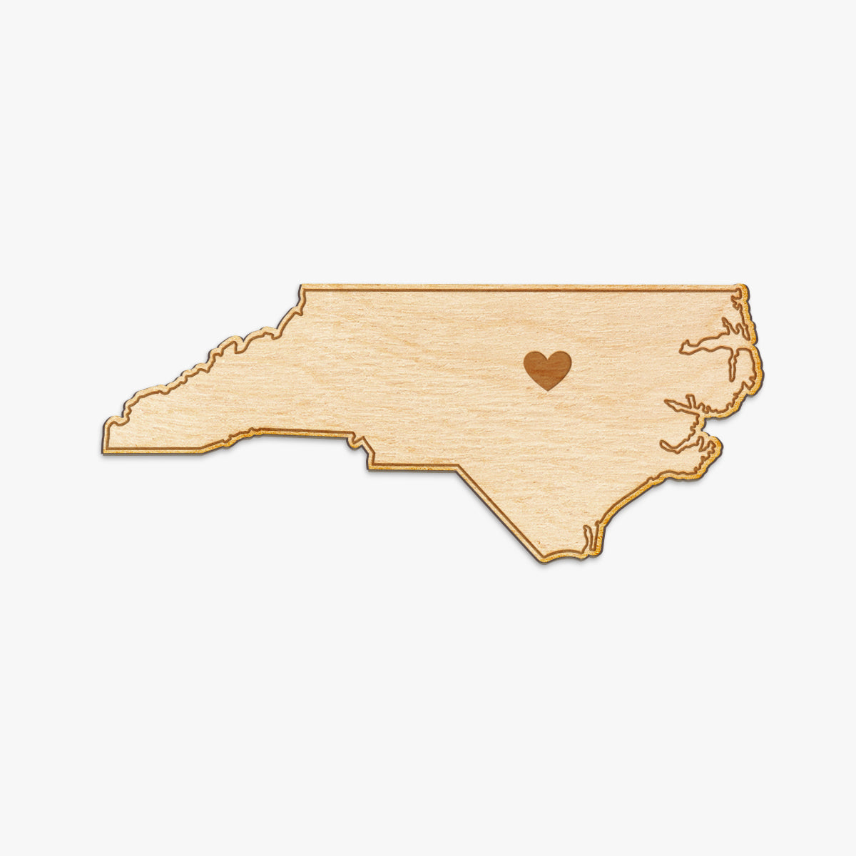 North Carolina Cut Sign With Custom Engraved Heart Placement