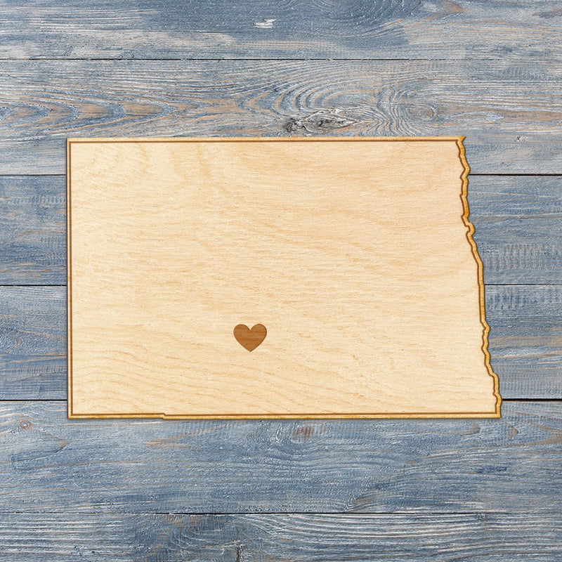 North Dakota Cut Sign With Custom Engraved Heart Placement