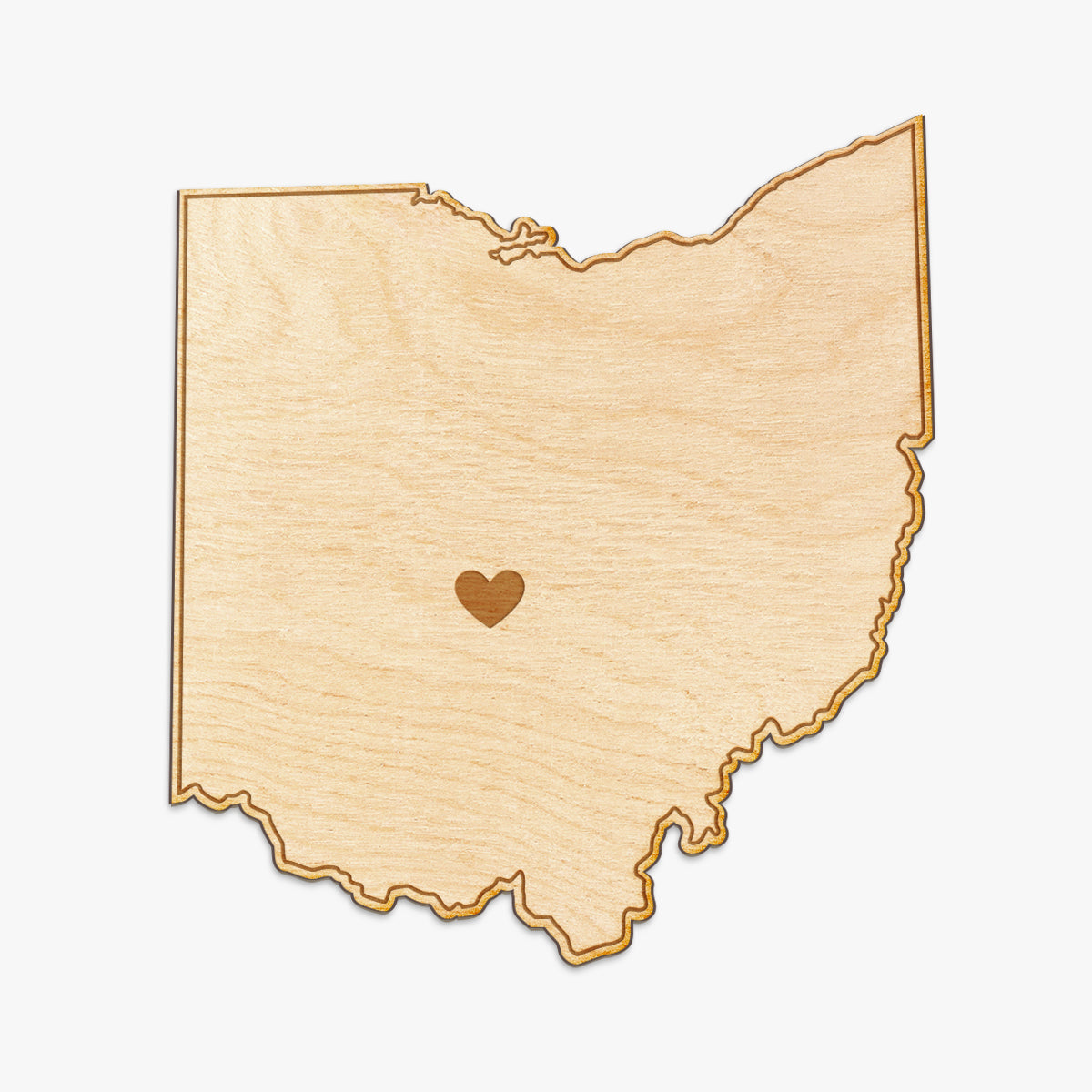 Ohio Cut Sign With Custom Engraved Heart Placement